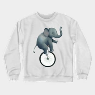 An elephant rides a unicycle Crewneck Sweatshirt